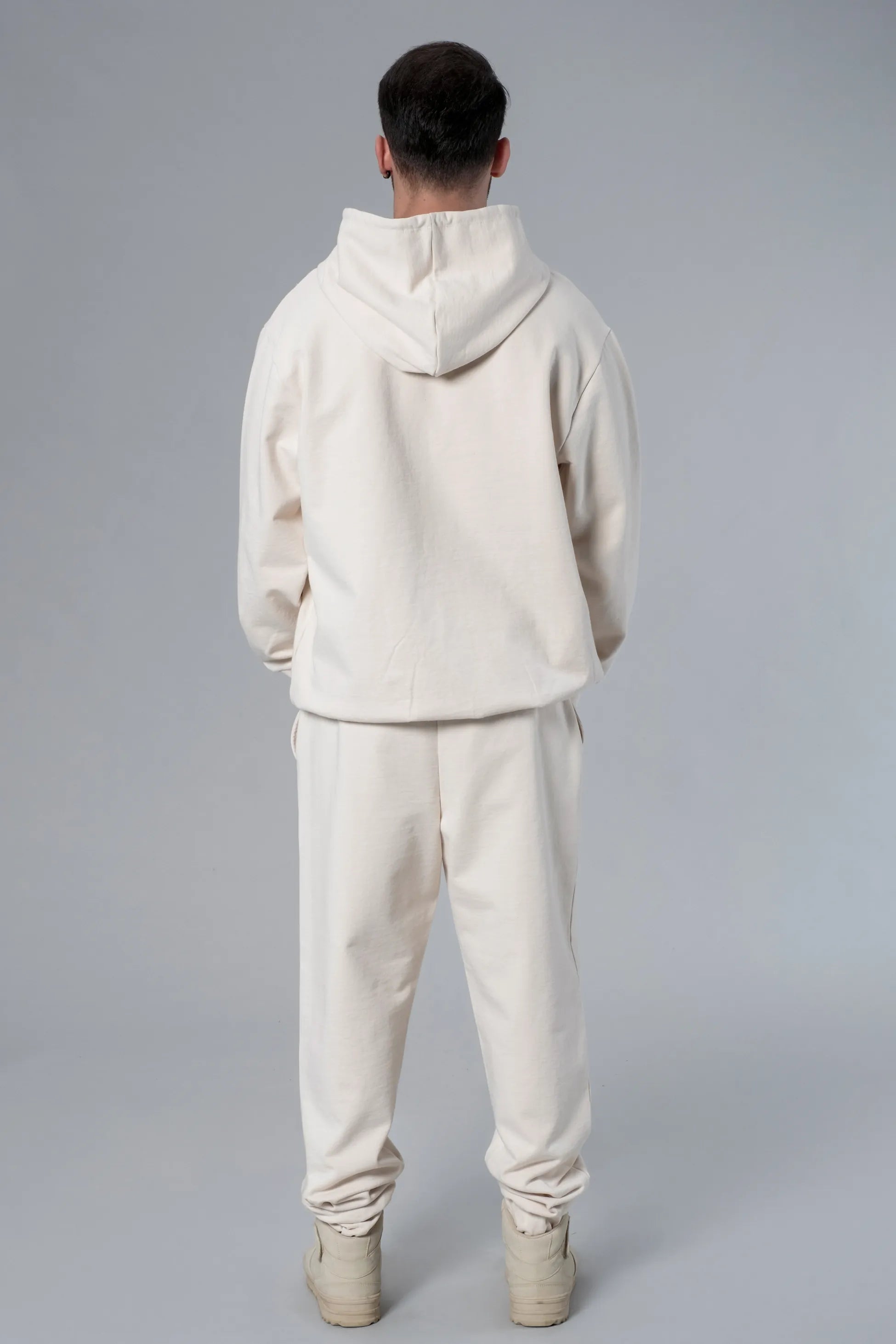 Kapüşonlu Oversize Ekru Hoodie