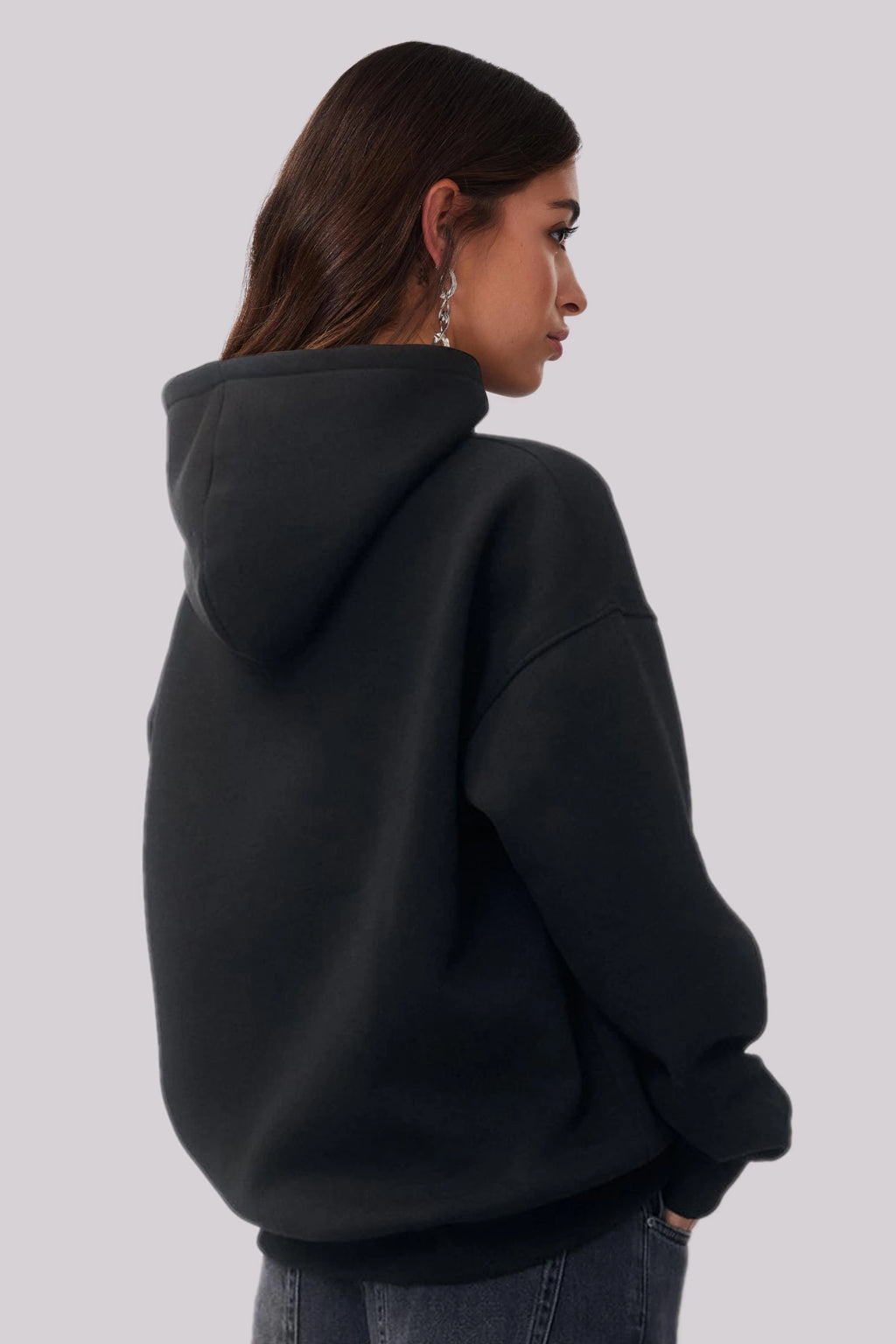 Motor Nakışlı Kadın Siyah Kapüşonlu Hoodie