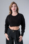 Siyah Crop Kazak