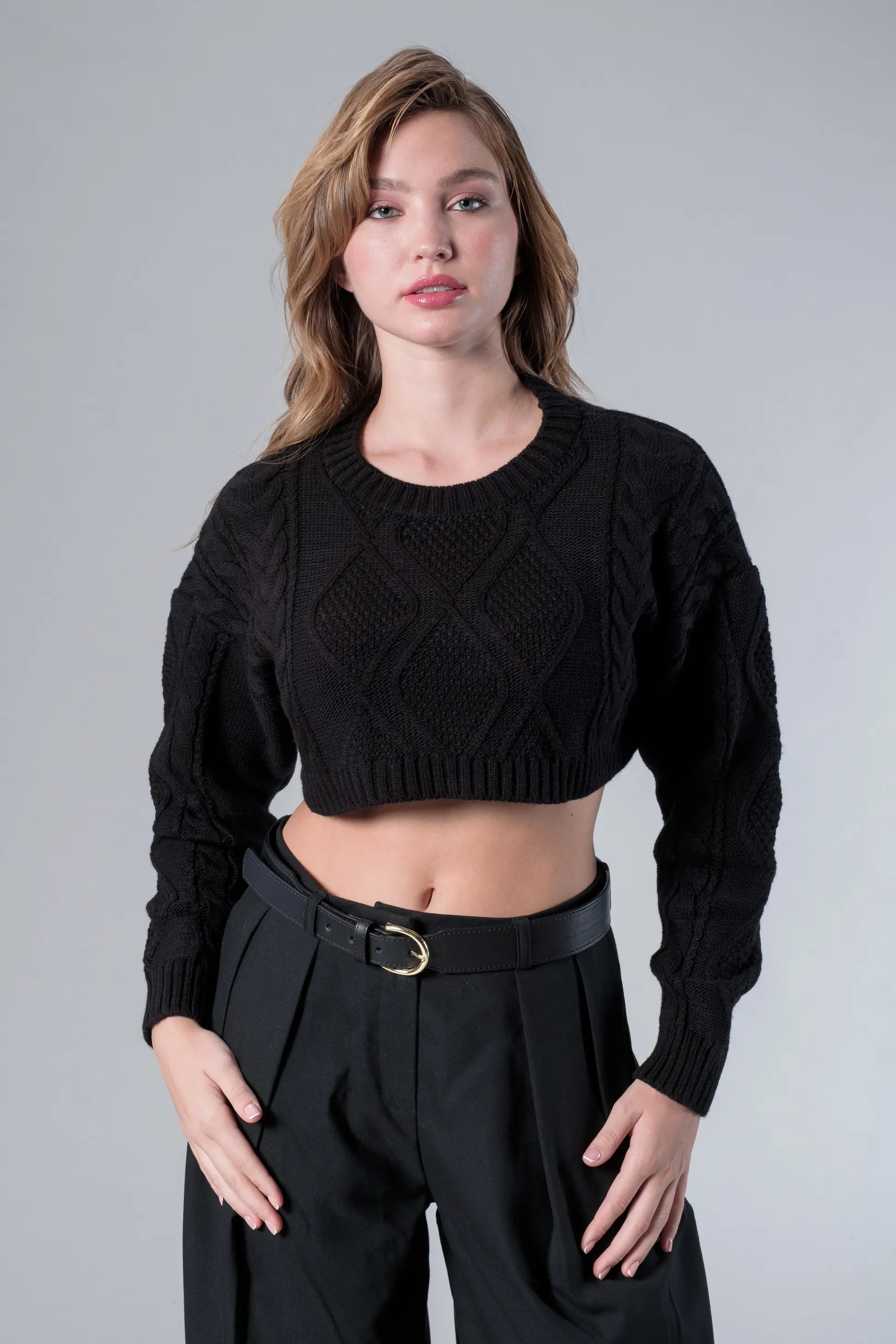 Siyah Crop Kazak