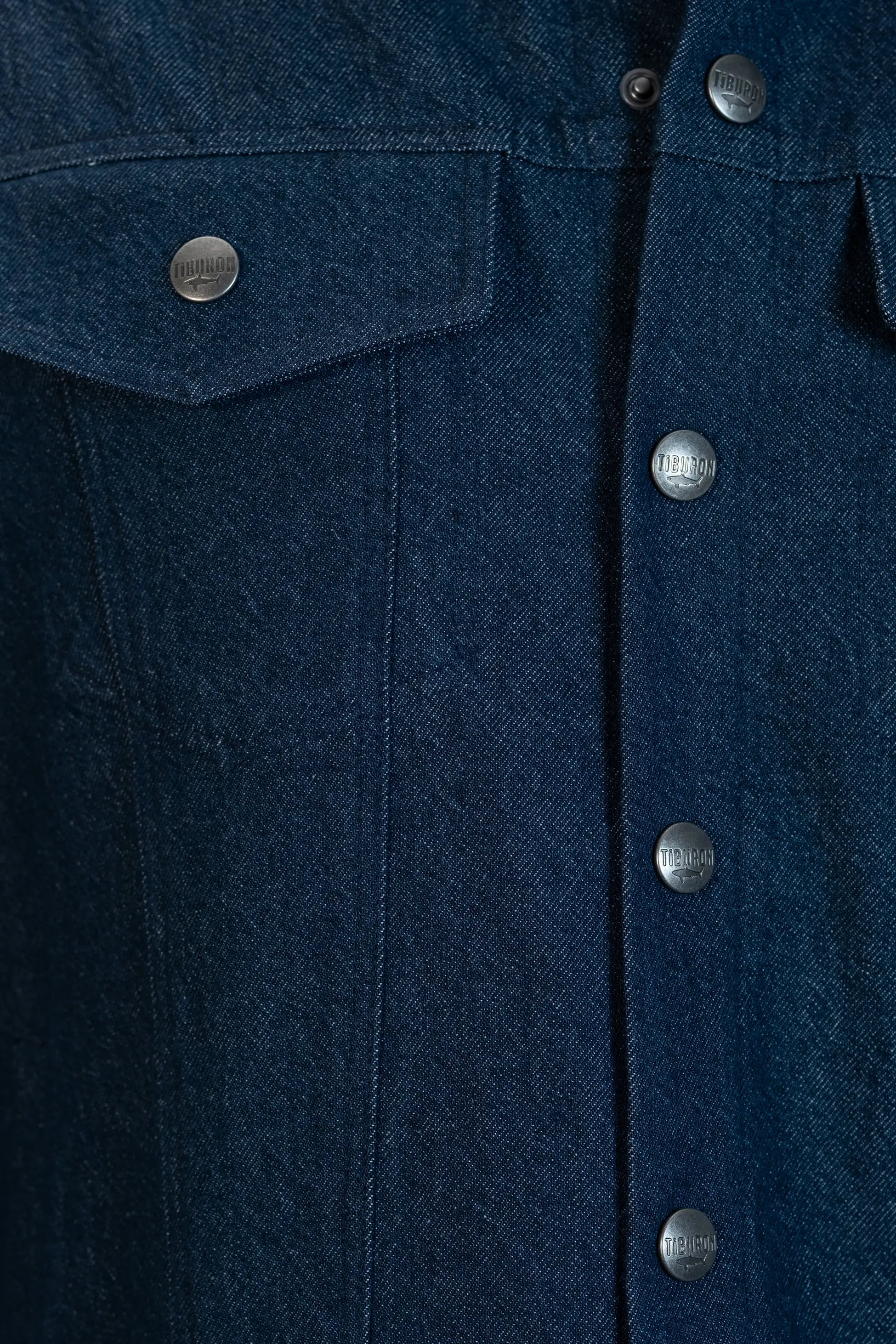 Erkek Suni Deri Yakalı Denim Ceket