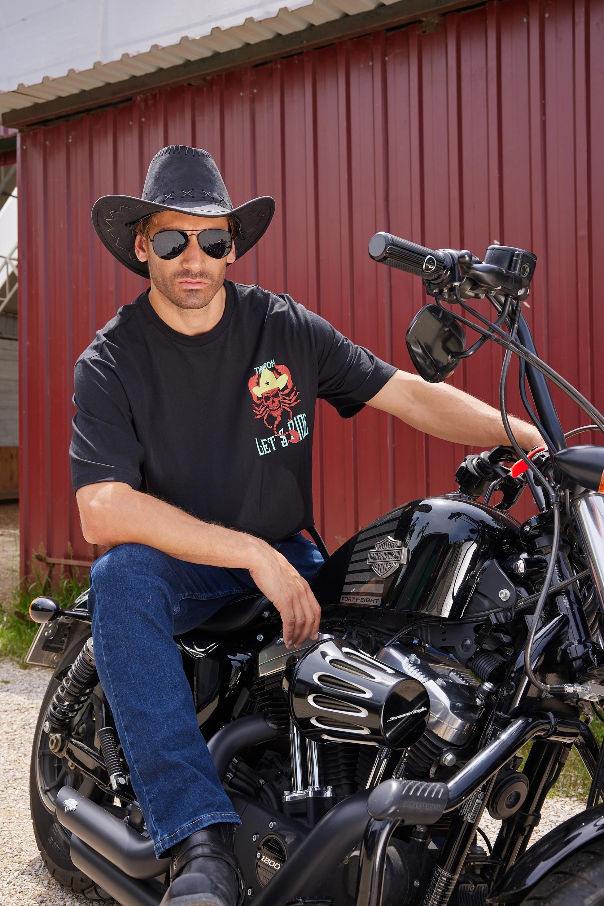 Akrep Kuru Kafa Baskılı Siyah Erkek Oversize Tişört
