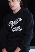 Tiburon Baskılı Şardonlu Siyah Erkek Hoodie