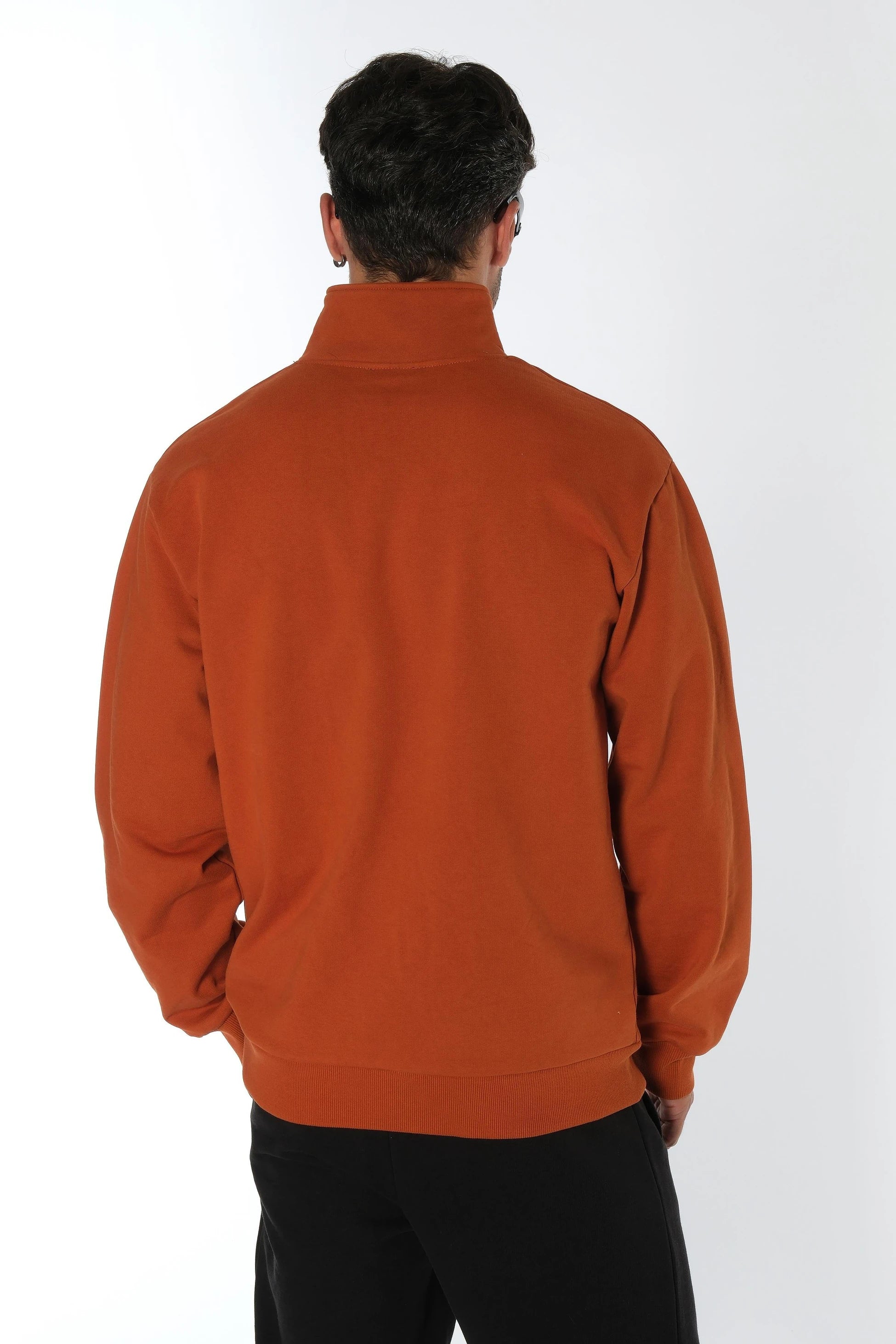 Kiremit Yarım Fermuarlı Sweatshirt
