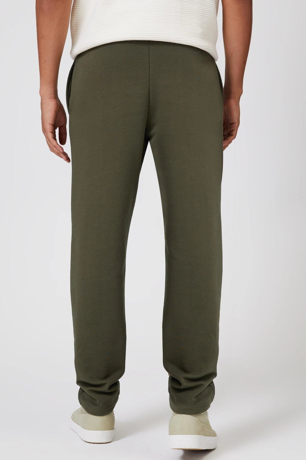 Düz Paça Nakışlı Pamuklu Haki Jogger Pantolon