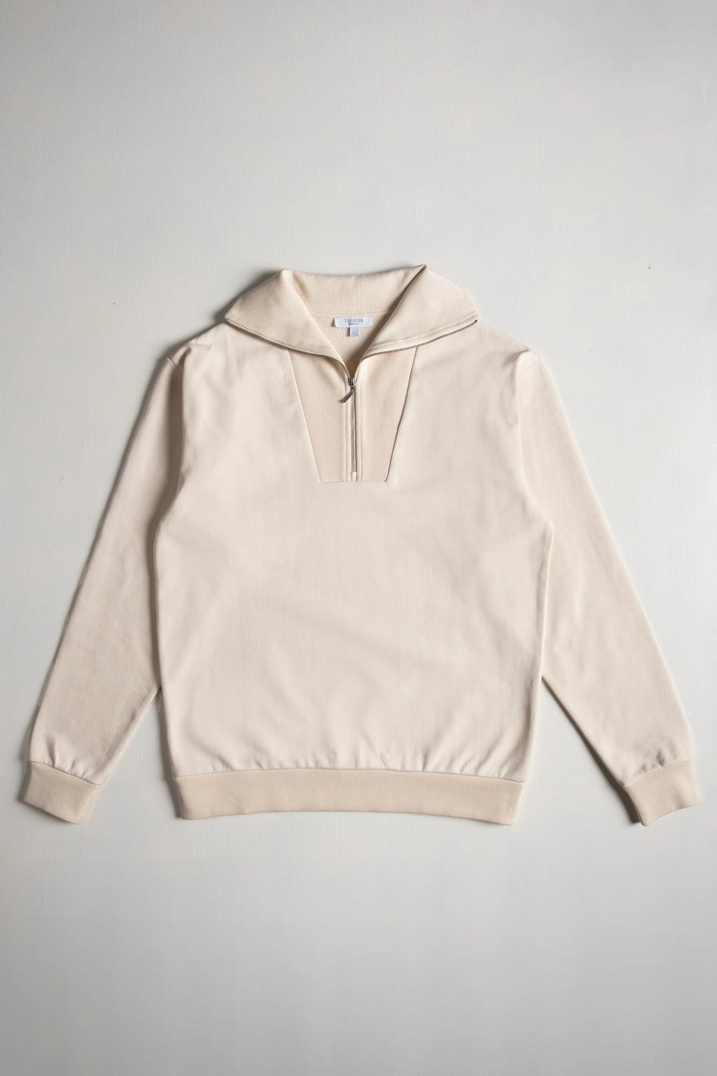 Yarım Fermuarlı Ekru Sweatshirt