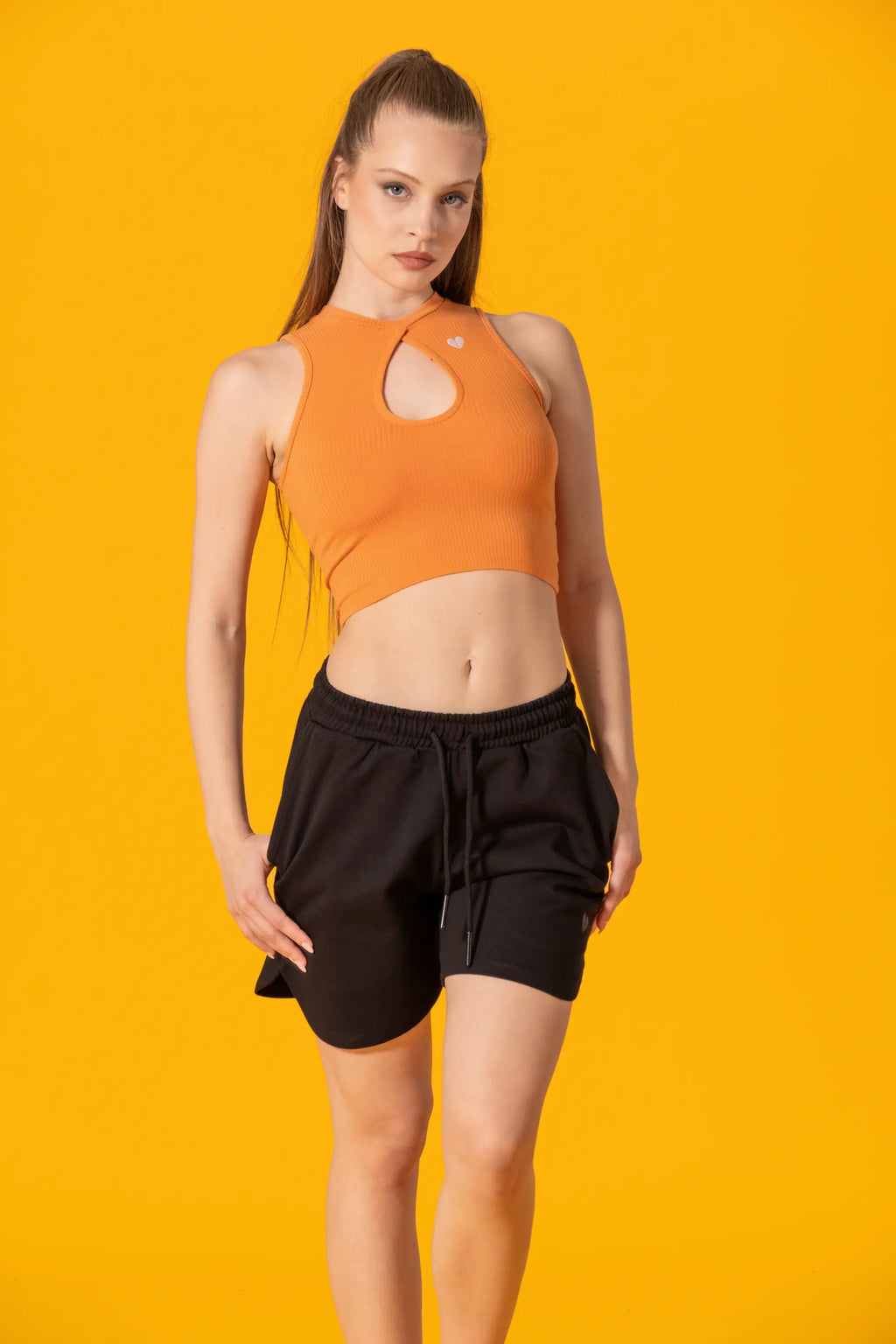 Nakış Detaylı Turuncu Crop Top Body