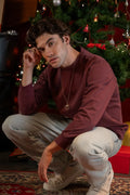 Bisiklet Yaka Bordo Sweatshirt