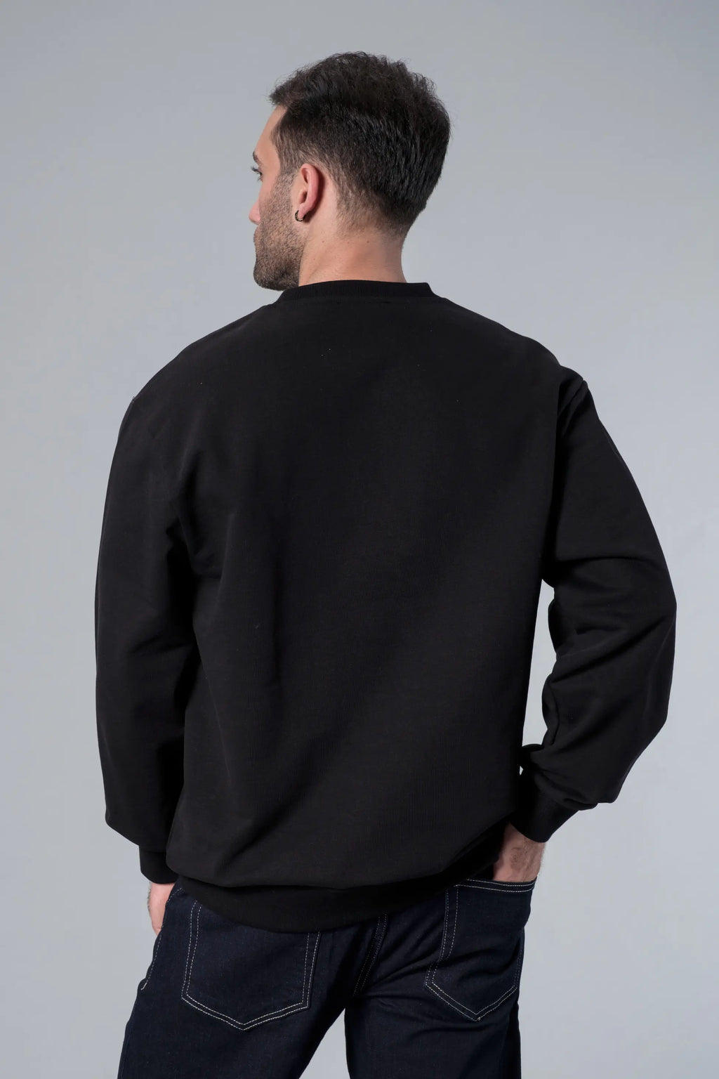 Bisiklet Yaka Siyah Oversize Sweatshirt