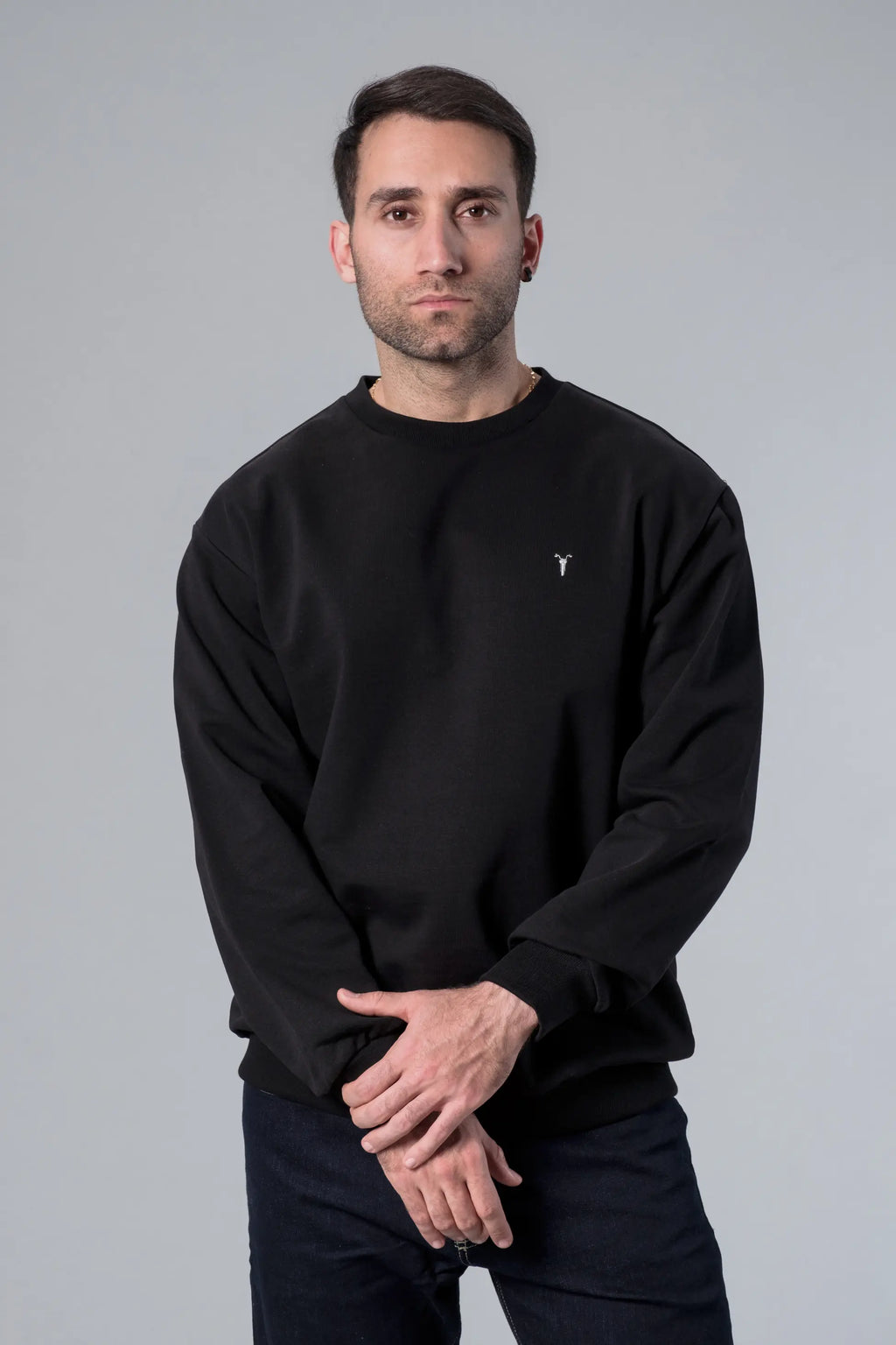 Bisiklet Yaka Siyah Oversize Sweatshirt
