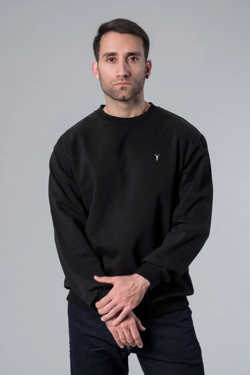 Bisiklet Yaka Siyah Oversize Sweatshirt