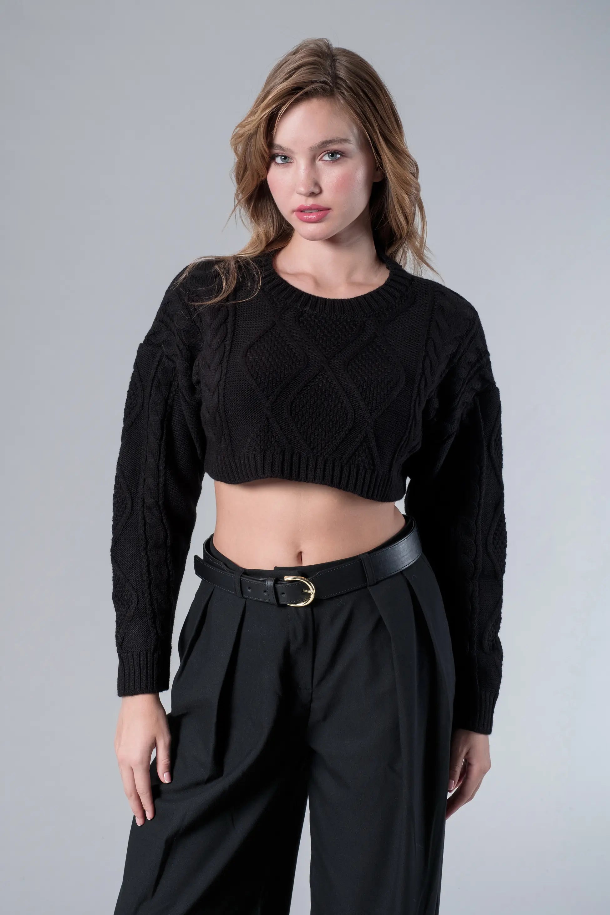 Siyah Crop Kazak
