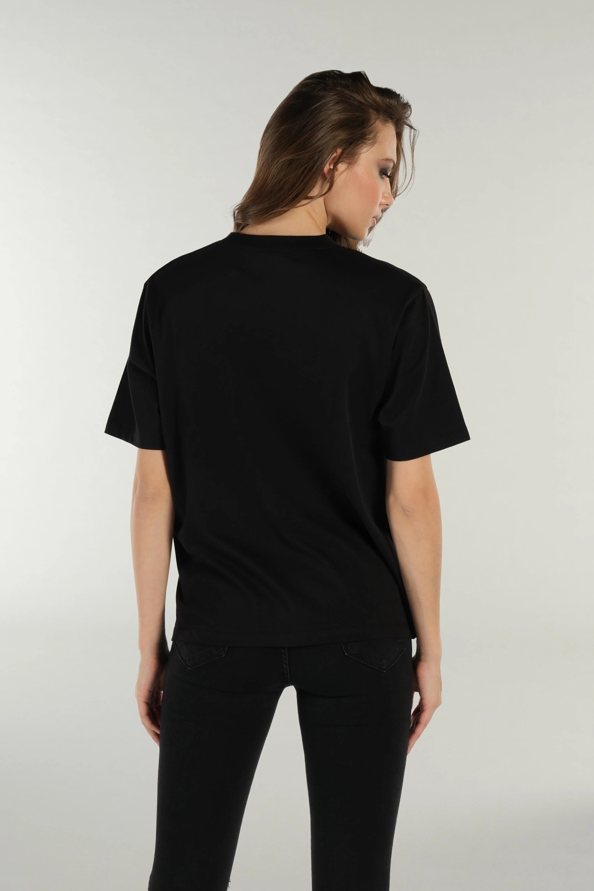 Halloween Baskılı Siyah Kadın Tshirt