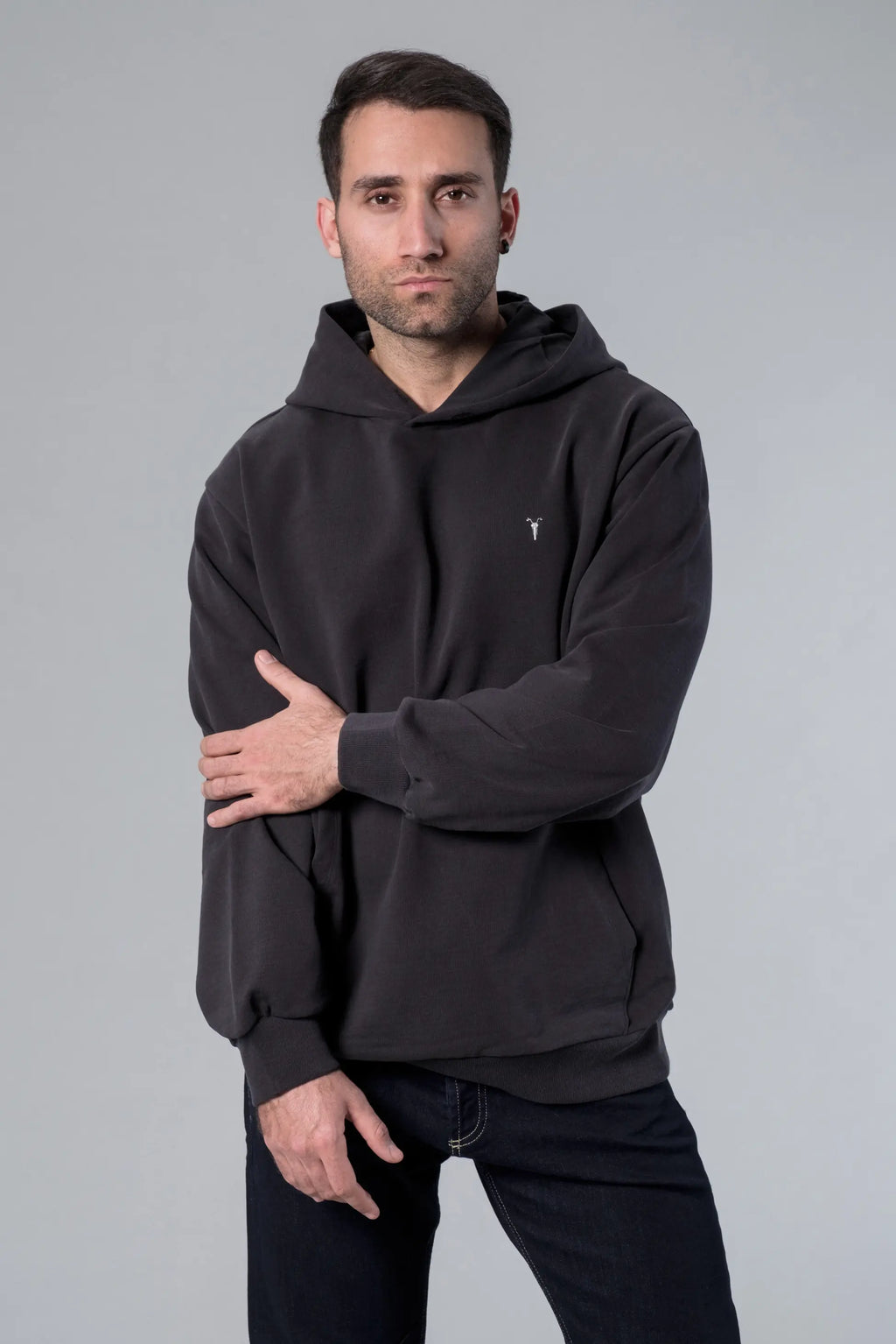 Kapüşonlu Oversize Antrasit Hoodie
