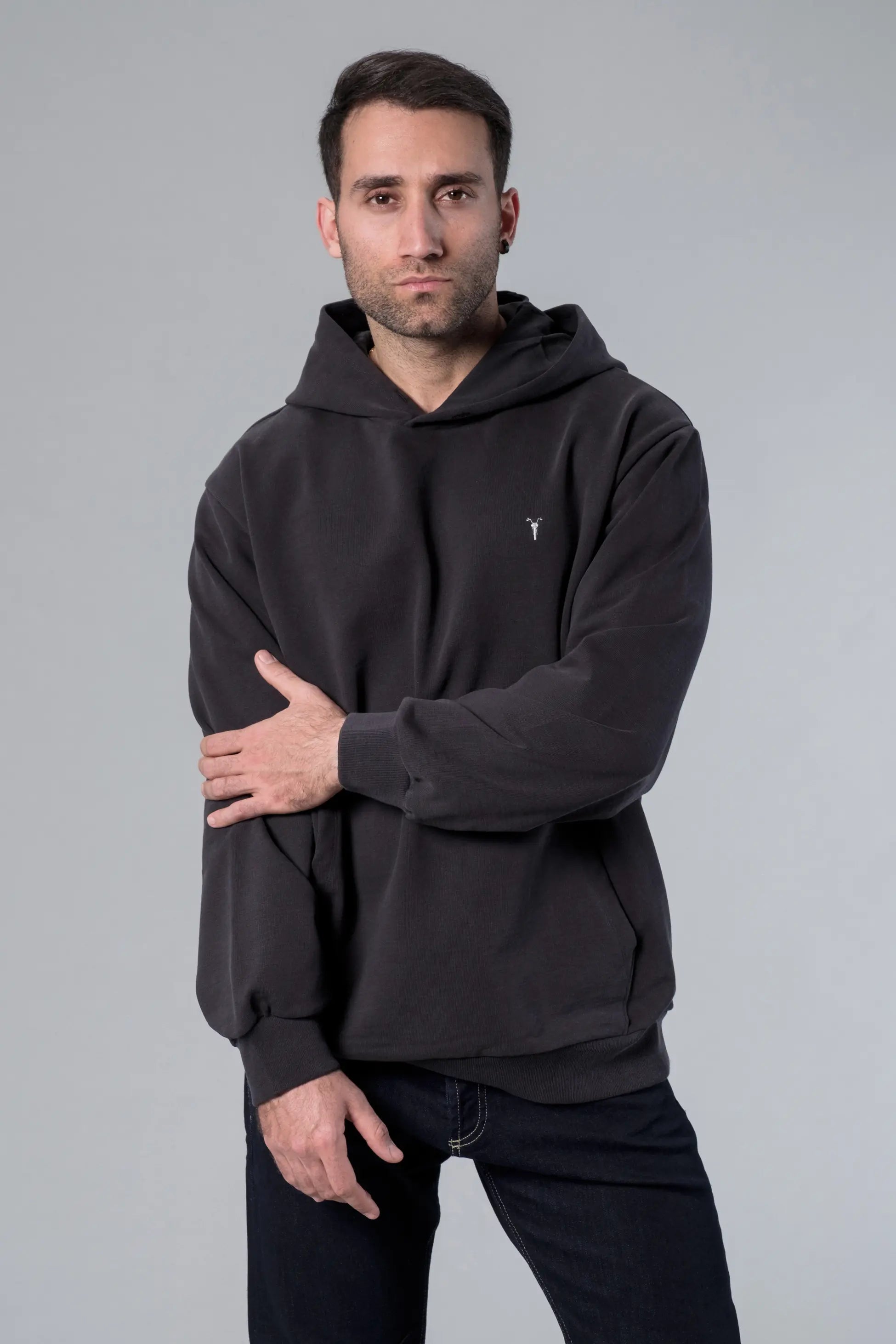 Kapüşonlu Oversize Antrasit Hoodie