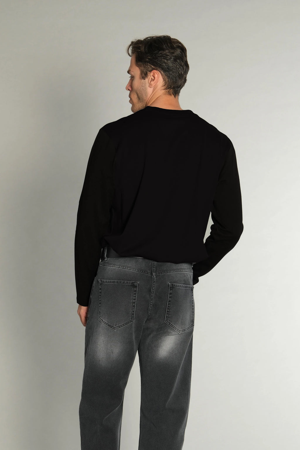 Motor Baskılı Siyah Uzun Kollu Tshirt