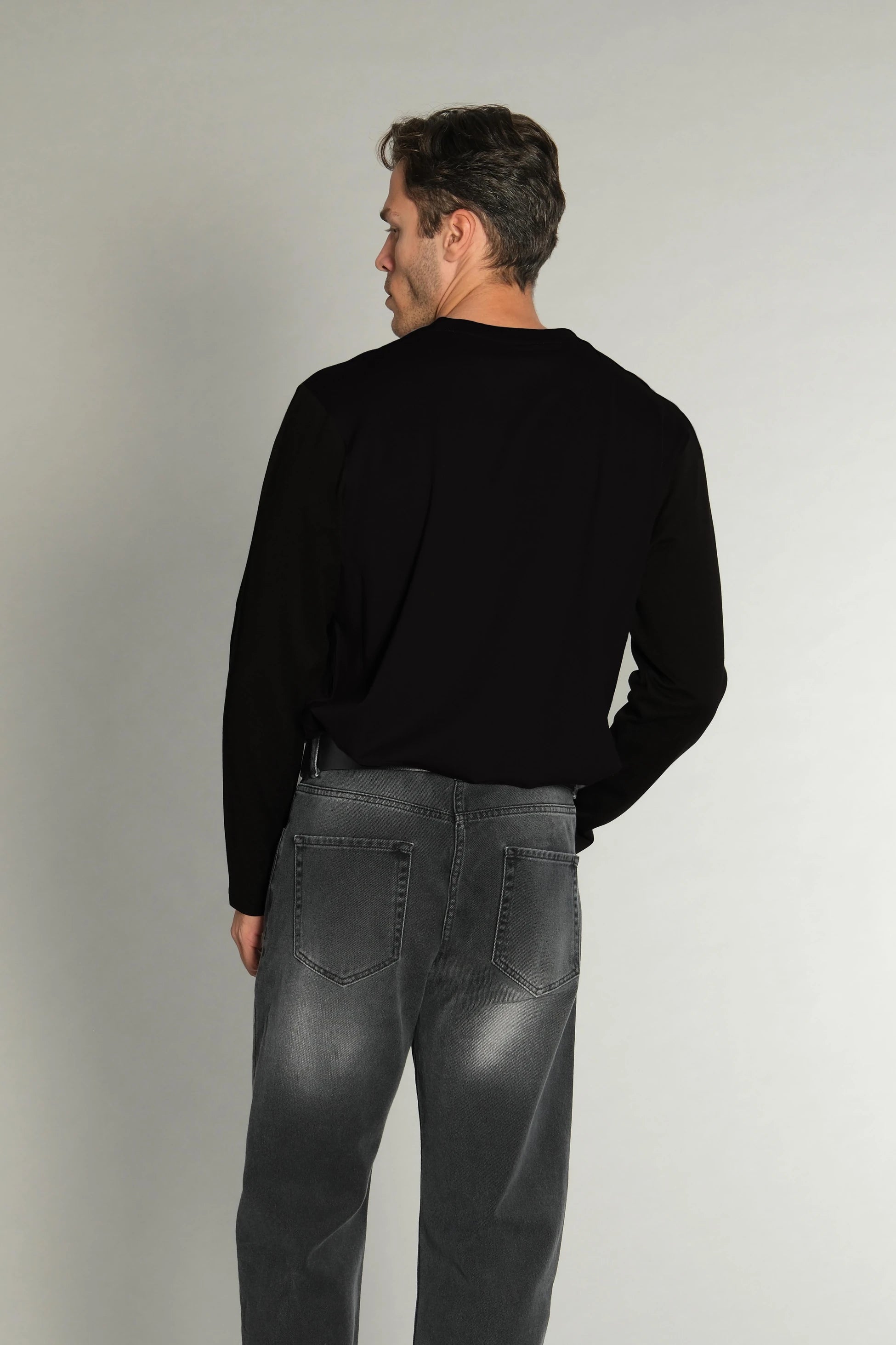 Motor Baskılı Siyah Uzun Kollu Tshirt