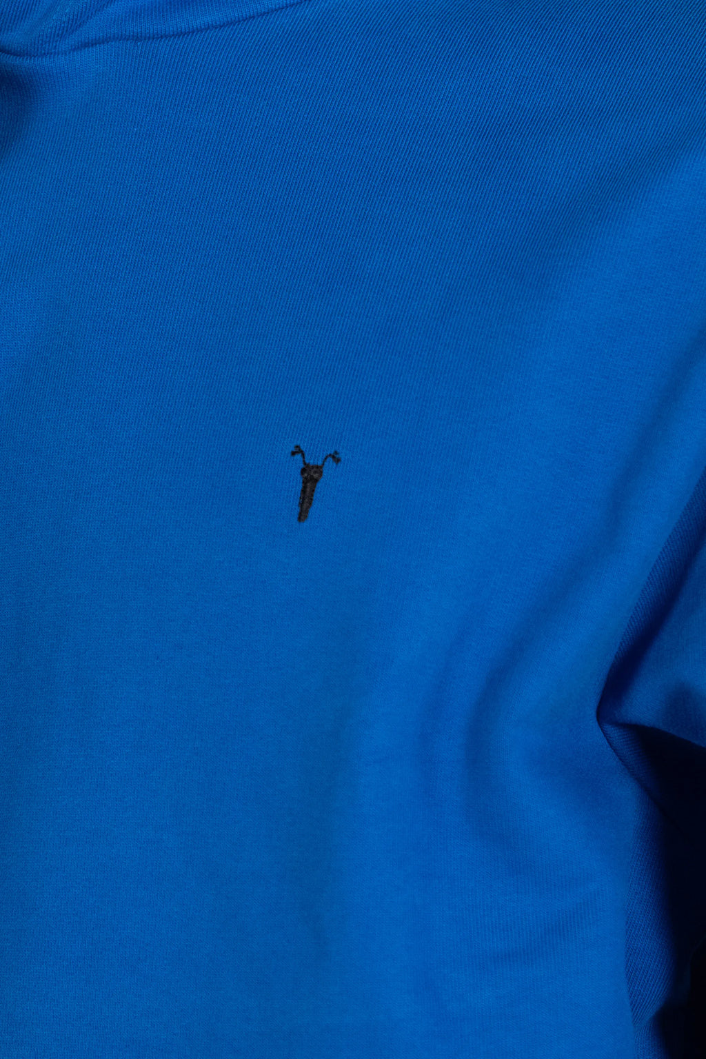 Nakış Detaylı Mavi Oversize Hoodie