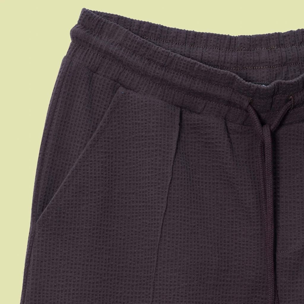 Waffle Dokulu Kahverengi Jogger Pantolon