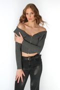 Fermuarlı Straplez Fitilli Crop Body