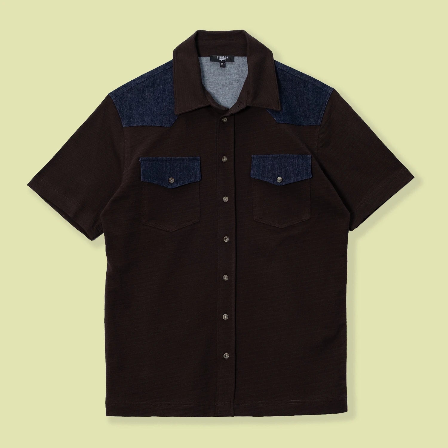 Denim Detaylı Erkek Kısa Kollu Gömlek