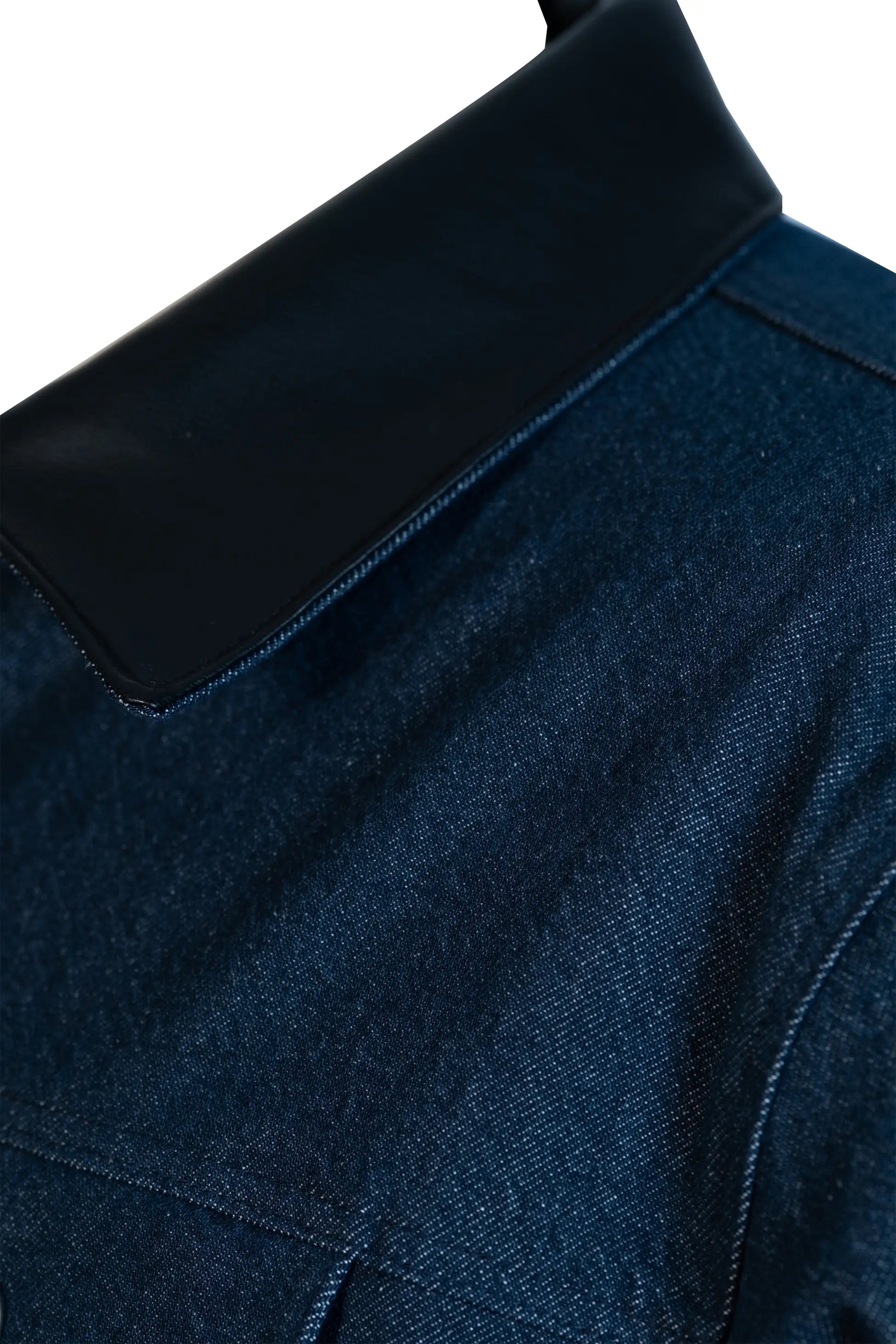 Erkek Suni Deri Yakalı Denim Ceket