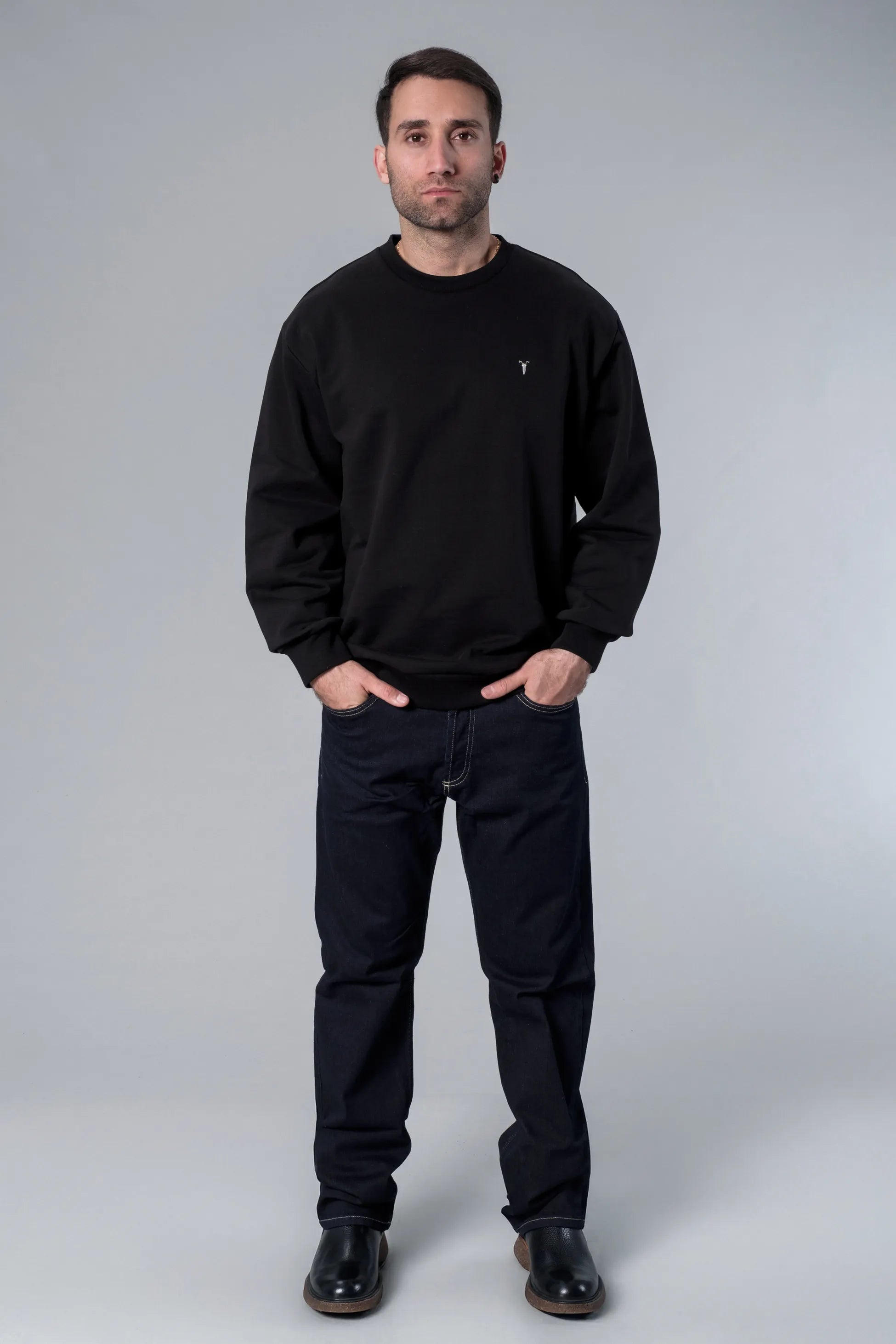 Bisiklet Yaka Siyah Oversize Sweatshirt